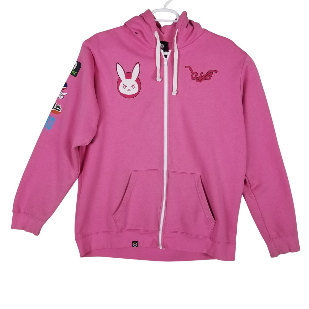 Jinx Overwatch D.Va Hoodie Women 3XL Pink Nerf This MEKA Graphic Zip Up